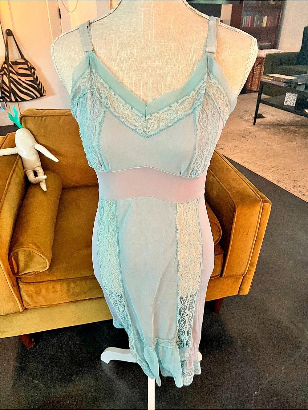 Lace Midi Dress in Blue Like New